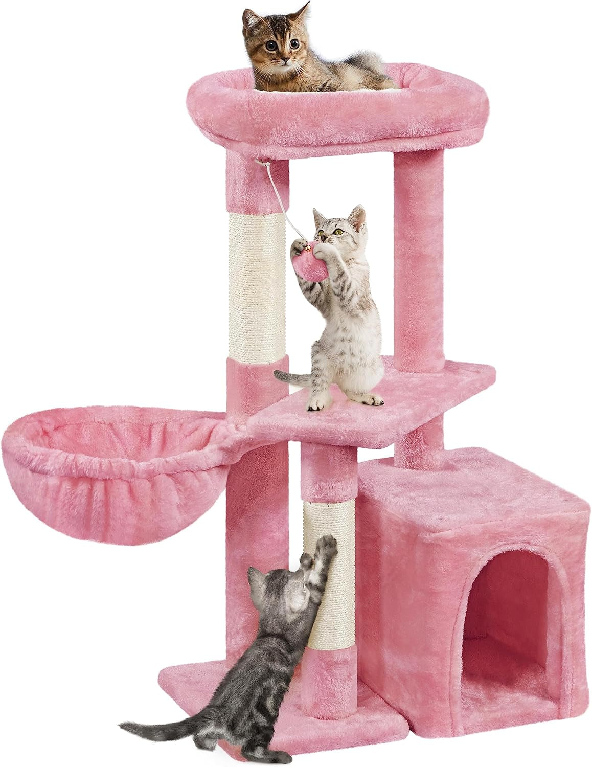 yaheetech-34-5in-scratching-post-cat-scratchers-for-indoor-cats-and-kittens-multifunctional-activity-post-w-sisal-rope-dangling-ball-large-condo-dark-gray