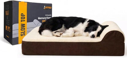 5.5 Inch Thick High Grade Orthopedic Memory Foam Dog Bed with Pillow and Easy to Wash Removable Cover with Anti-Slip Bottom. Free Waterproof Liner Included - for Medium and Large Breed Dogs - Brown9