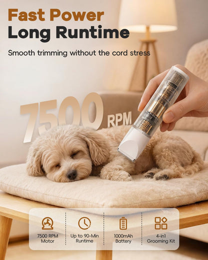 Veeconn Dog Clippers Grooming Kit Hair Clipper-Low Noise Paw Trimmer- Rechargeable - Cordless Quiet Nail Grinder Shaver for Cats and Other Pets4