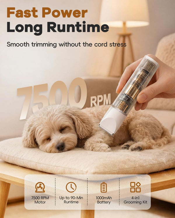 Veeconn Dog Clippers Grooming Kit Hair Clipper-Low Noise Paw Trimmer- Rechargeable - Cordless Quiet Nail Grinder Shaver for Cats and Other Pets4