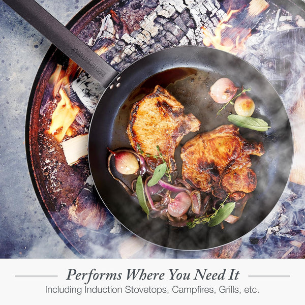12" Pre-Seasoned Carbon Steel Frying Pan Skillet | Natural Nonstick with Use, Induction & All Stovetop Suitable, Grill & Campfire Safe, Even Heating, Indoor/Outdoor Use5