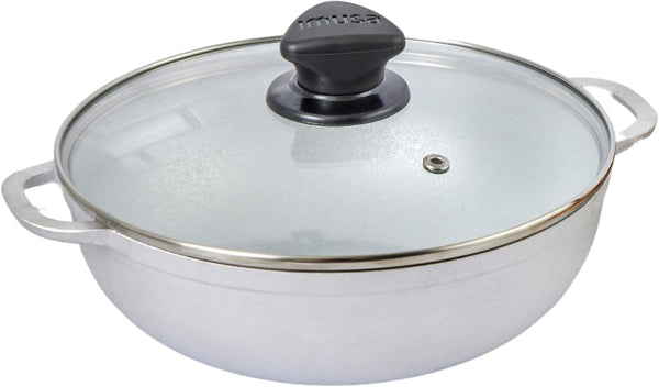 7 Qt Cast Aluminum Caldero Dutch Oven with Glass Lid | 30 Cm Diameter, Glass Lid with Riveted Handles, Heavy Bottom, Oven Safe, Rice Pot for Stews, Soups and Beans, Polished Finish1