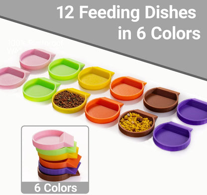 12-Pack Feeding Dish for Invertebrates – Feeder Bowls for Dubia Roaches, Isopods, Springtails, Superworms, Small Insects & More – Mini Bowls for Reptile Food & Supplements4