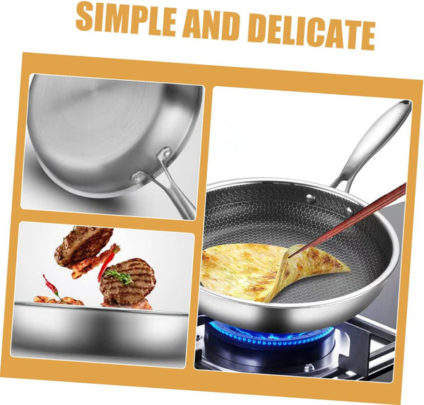 Clad Stir Fry Pan Poached Egg Pan Stainless Steel Skillet Honeycomb Handles for Induction Electric Gas Stove Easy to Clean Ergonomic Design7