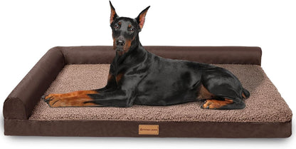 Patas Lague Orthopedic Large Dog Bed Pet Sofa Beds 36''X24'' Black | L Bolster Egg-Crate Foam Dog Couch for Large Sized Dogs, Waterproof Removable Washable Cover, Pet Mat with Nonskid Bottom11