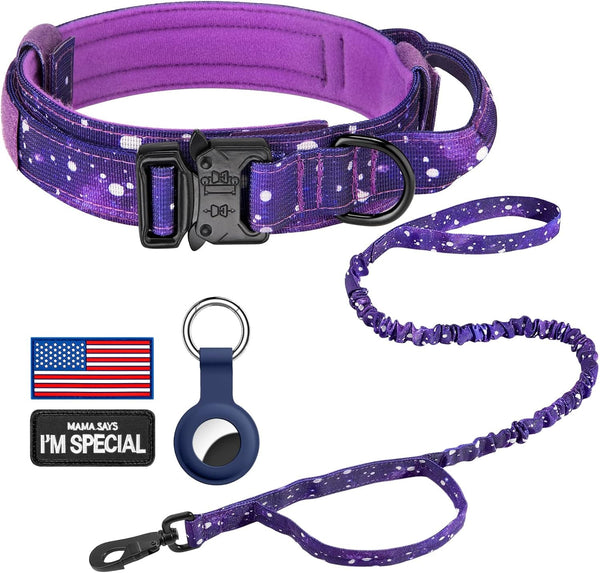 DAGANXI Tactical Dog Collar, Adjustable Military Training Nylon Dog Collar with Control Handle and Heavy Metal Buckle for Medium and Large Dogs, with Patches and Airtags Case (L, Black)15