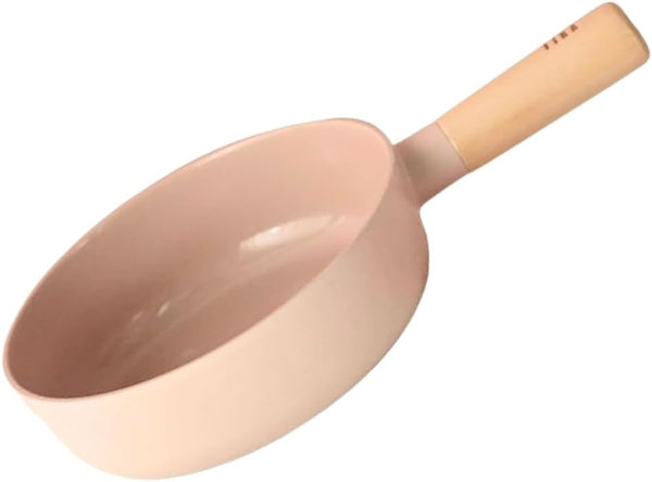 FIKA Small 7-Inch Deep Ceramic Coated Wok Pan, Nonstick Stir Fry & Soup Pan with Natural Wooden Handle, Induction Compatible for All Stovetops, Made in Korea, Made in Korea (18Cm)1