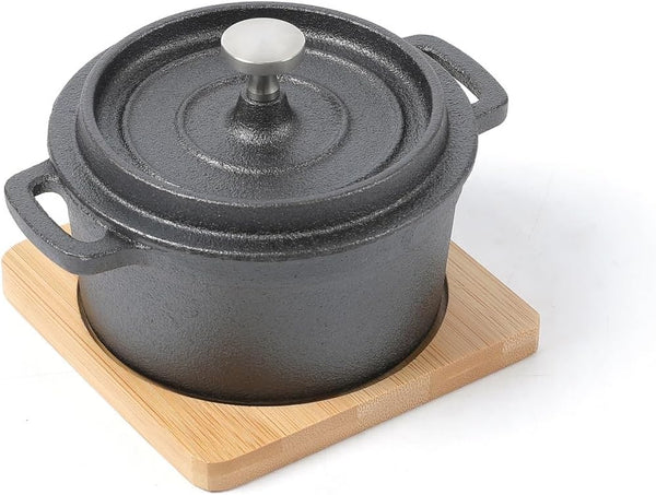 Cast Iron Mini Dutch Oven with Lid Sauce Pan Melting Pot 270Ml/9.13Oz/1.08Cup Black Set of 63