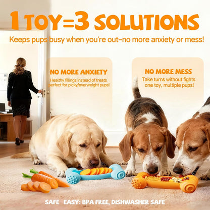 2-Pack Freeze Toys for Dogs Slow Feeder Lick Bone Indestructible Chew Toy | for Aggressive Chewers,Puppy Teething Relief,Fillable Enrichment Treat Toy Suitable for Small & Medium Breed(Nylon)5