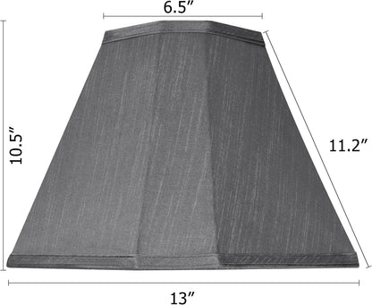 Bell Lamp Shade Set of 2,6.5" X 13" X 10.5",Grey Fabric Lampshade | Retro Scalloped Lamp Shade for Table Lamps,Floor Lamps Replacement,Spider Fitter,Easy Assembly2
