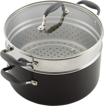 Advanced Hard-Anodized Dutch Oven Multipurpose Steamer Set, 8.5-Quart, Graphite9