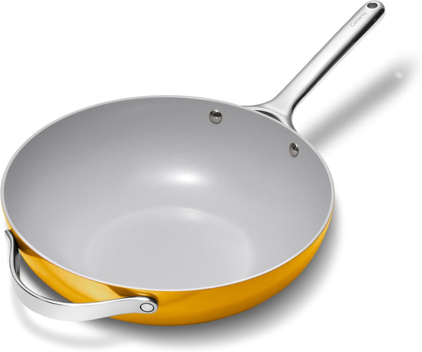 Caraway 12" Non-Stick Ceramic-Coated Stir Fry Pan | Wok-Inspired Pan, Free from Forever Chemicals, High-Sloped Walls, Stainless Steel Handles, Marigold1