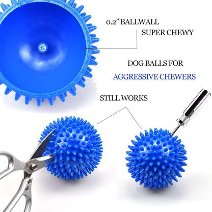 Dog Balls 4.5” Squeaky Dog Toys Spikey Ball for Aggressive Chewers Heavy Duty Teething Large Medium Durable Dogs Balls (4 Pack)4
