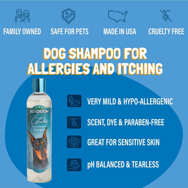 Bio-Groom So-Gentle Hypoallergenic Dog Shampoo - Tearless, Cat & Dog Bathing Supplies, Puppy Shampoo for Gentle Skin, Cruelty-Free, Made in USA, Tear-Free Dog Products - 1 Gallon2