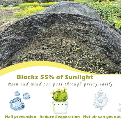 55% Shade Cloth for Garden, Black Shade Net 6.5X10 FT | Sunblock Mesh UV Resistant Net for Vegetables Flowers Greenhouse Raised Bed, Plant Shade Cover from Sun4