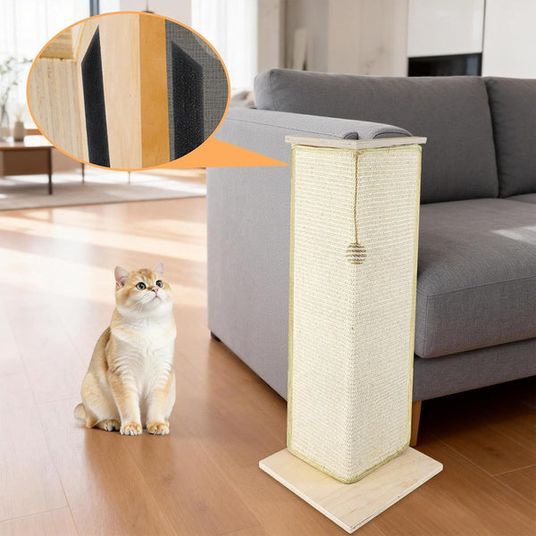 28.8" Tall Couch Corner Cat Scratcher, Sisal Scratching Pad with Toy Ball for Sofa, Stylish Modern Furniture Protector, Easy Assembly Cat Scratching Post5