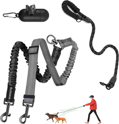 Double Dog Leash - 360°Swivel Tangle Free Splitter Attachment, 2 Dogs Multi-Functional Leashes, Dual Rope for Outdoor Walk Train Small Medium Large Two Pet, Pink8