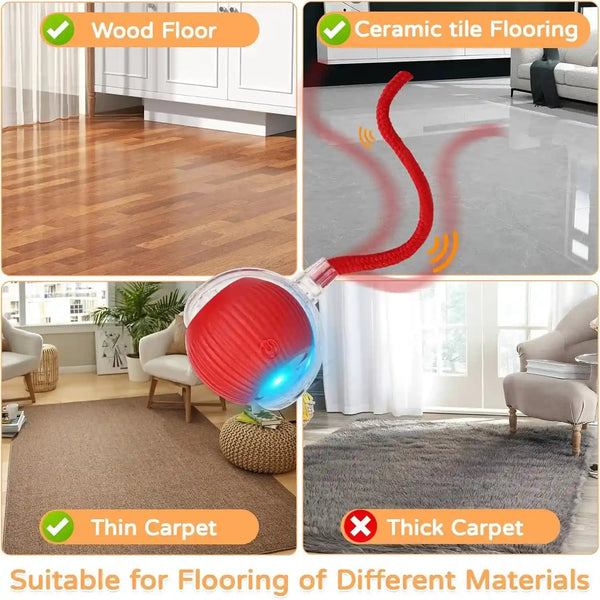 Goosheep 2PK Automatic Rolling Interactive Cat Toys Ball for Indoor Cat Dog | Red&Grey, 3 Modes, LED Light, 360° Smart Automatic Rolling, Suitable for Multi-Cat Families, for Indoor Cats and Small Dogs7