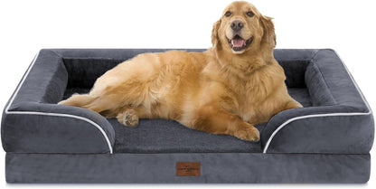 Comfort Expression Orthopedic Dog Bed for Extra Large Dogs with Bolster | Waterproof Dog Couch Bed with Washable Cover & Non-Slip Bottom, Supportive Egg Crate Foam XL Pet Bed, 42X30 Inch63