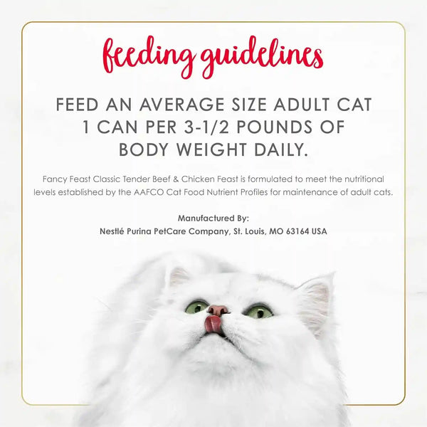 Purina Fancy Feast Tender Beef and Chicken Feast Classic Grain Free Wet Cat Food Pate - (Pack of 24) 3 Oz. Cans8