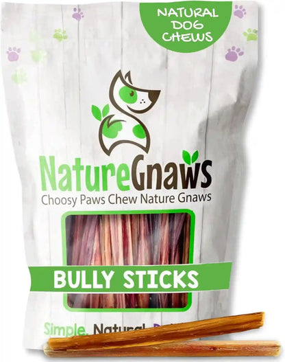 Nature Gnaws Extra Thin Bully Sticks for Small Dogs 5-6" (10 Count) - Long Lasting for Light Chewers and Puppies - Natural Beef Dog Chew Bones1
