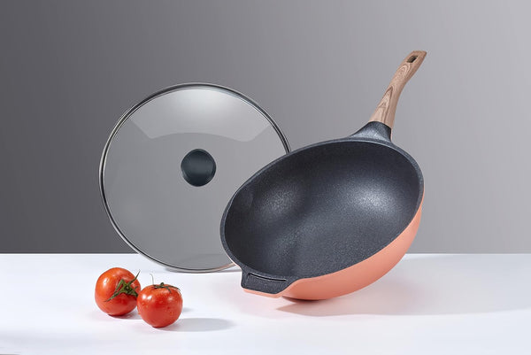 13" INOBLE Nonstick Wok Stir Fry Pan Cookware. Premium JAPAN INOBLE Coating (Blush)1