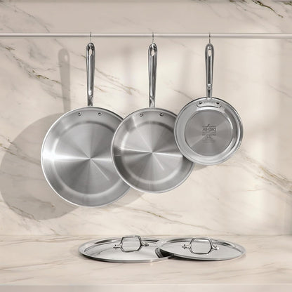 All-Clad D3® Stainless Steel 5 Piece Frypan Set- Made in USA- Includes 8", 10" and 12" Frying Pans with Lid - Professional Grade -Oven Safe & Induction Compatible9