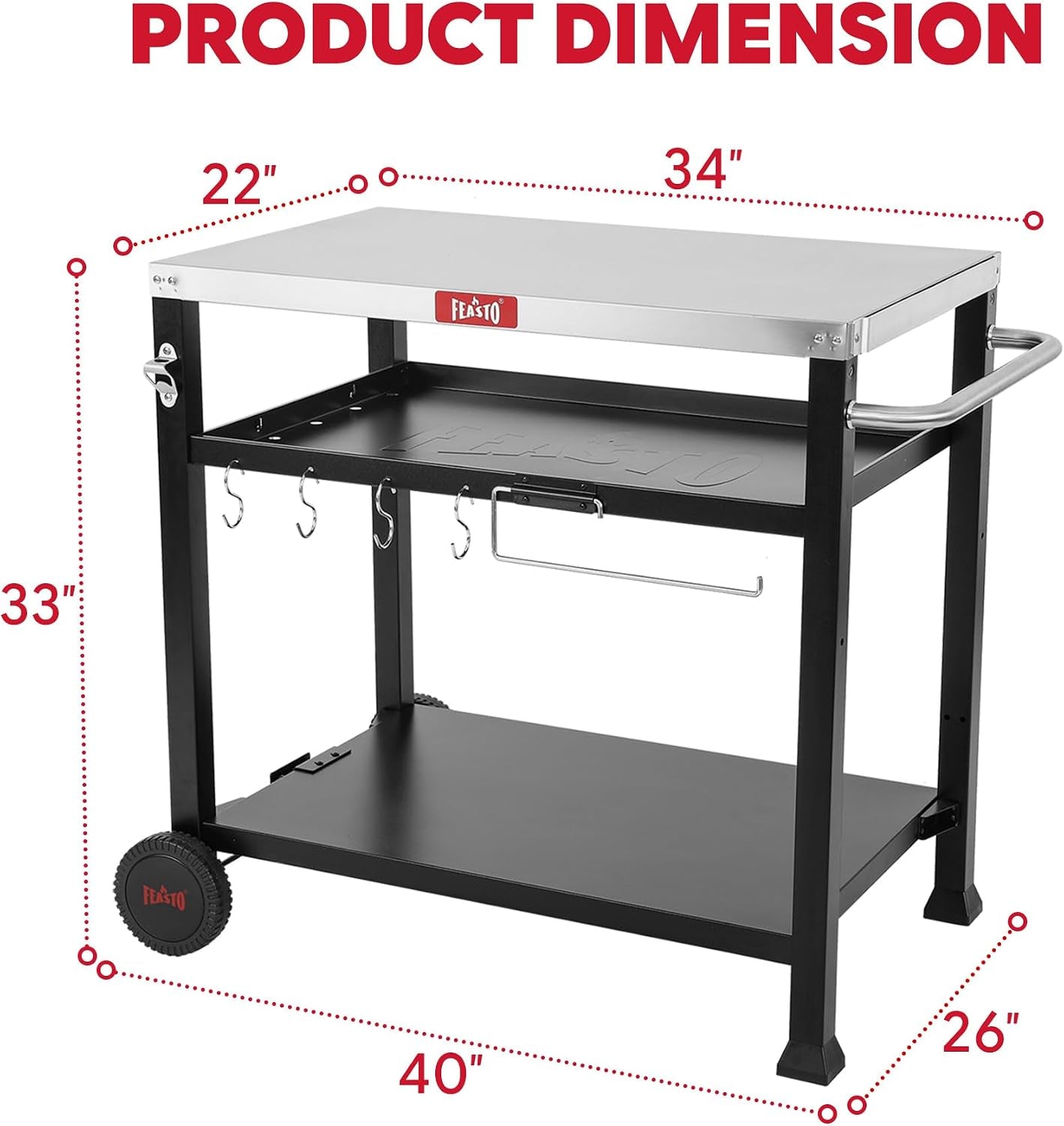 3-shelf-pizza-oven-table-outdoor-grill-cart-33-5-x-21-7-black-stainless-tabletop-with-tank-hook-for-pizza-ovens-griddles-heavy-duty-prep-station-for-patio-bbq-and-deck-parties