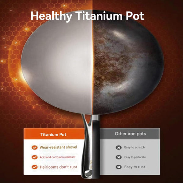 Titanium Wok Pure, Upgrade Non Stick No Coating Titanium Frying Pans for Cooking, Ultra-Durable, Scratch-Resistant, Safe for Oven, Induction & Cooktops,No Lid,11.02In3