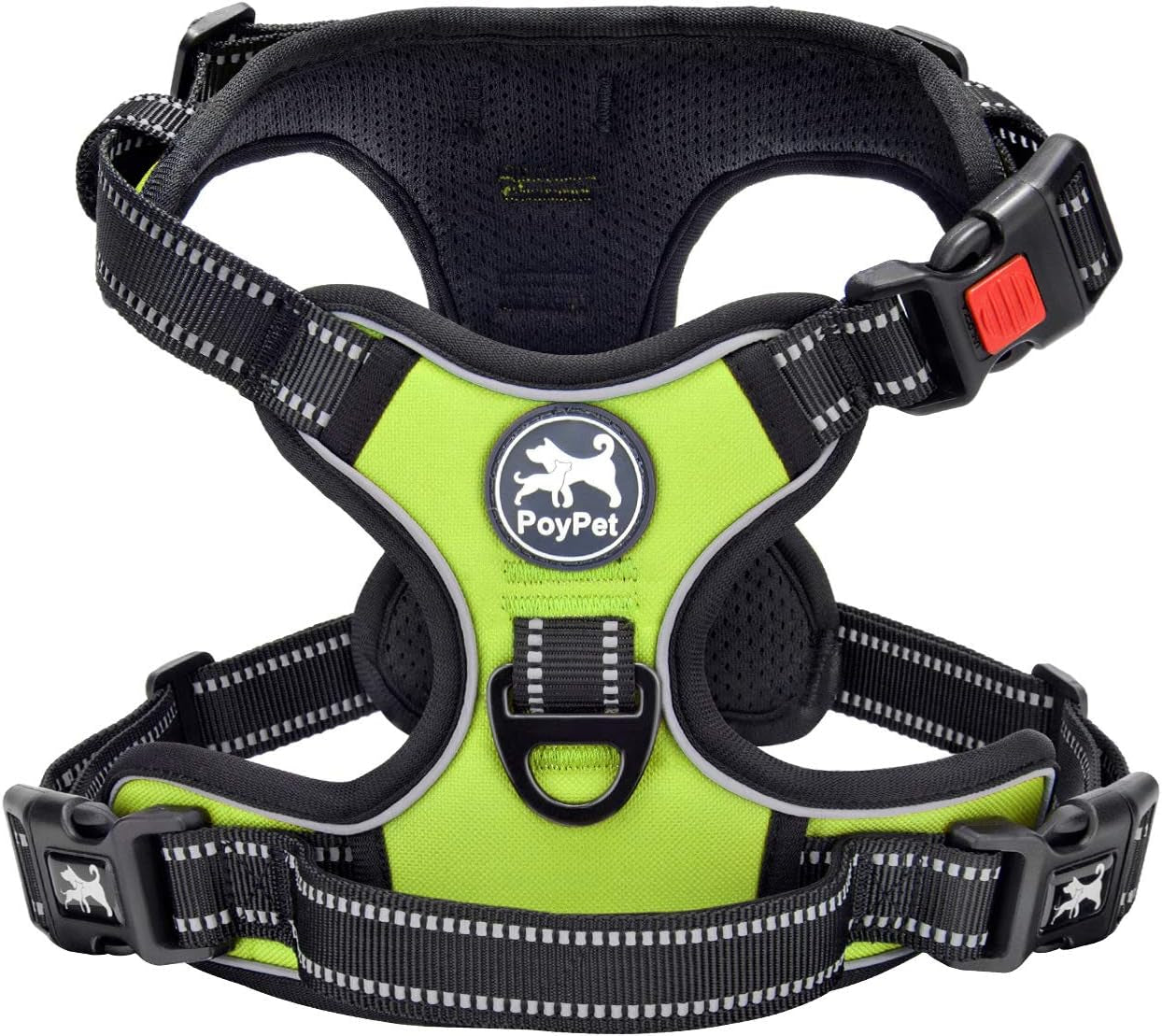 poypet-no-pull-dog-harness-no-choke-front-lead-dog-reflective-harness-adjustable-soft-padded-pet-vest-with-easy-control-handle-for-small-to-large-dogspink-medium