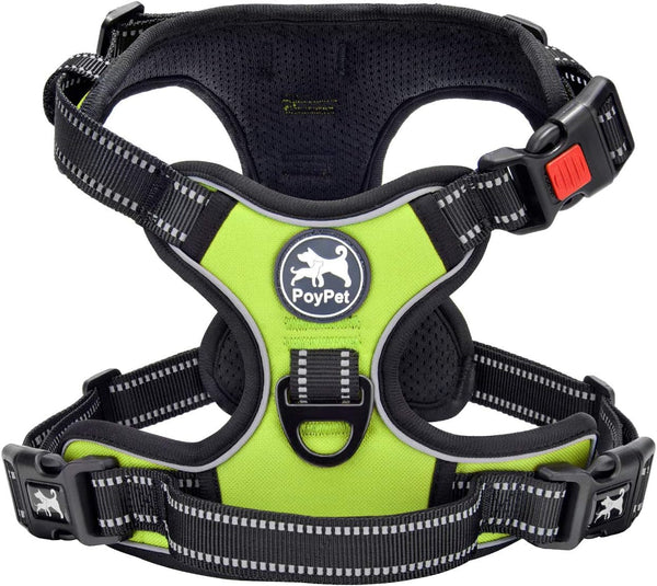Poypet No Pull Dog Harness, No Choke Front Lead Dog Reflective Harness, Adjustable Soft Padded Pet Vest with Easy Control Handle for Small to Large Dogs(Pink, Medium)10