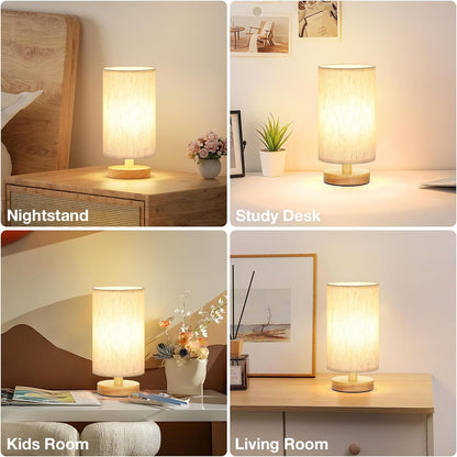 9" Small Table Lamp for Bedroom - Inline Control with 3000K Blub | Cream Shade and Wood Base | 680 Lumens | Easy Assembly | Minimalist Design | E26 | for Kitchen | for Kids Room7