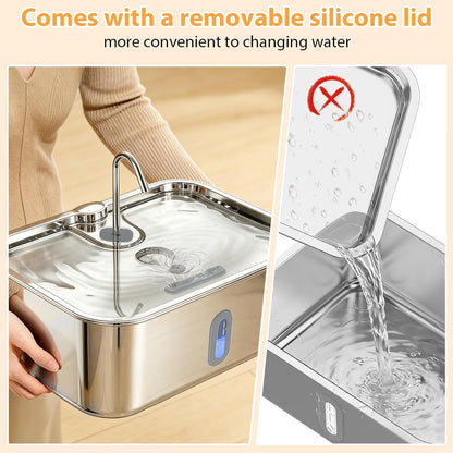 15L/4Gal Stainless Steel Dog Water Fountion Pet Fountain,1Set Filter | Ultra Quiet,Extra Large Capacity,5 Layer Filtration System,Water Level Window & LED Light, ,Visible Faucet Style Spout7