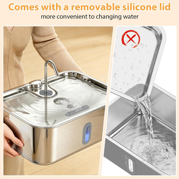 15L/4Gal Stainless Steel Dog Water Fountion Pet Fountain,1Set Filter | Ultra Quiet,Extra Large Capacity,5 Layer Filtration System,Water Level Window & LED Light, ,Visible Faucet Style Spout7