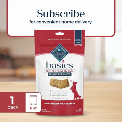 Blue Buffalo Basics Crunchy Dog Biscuits for Skin & Stomach Care, Limited Ingredient Diet Dog Treats, Salmon & Potato Recipe, 6-Oz. Bag11