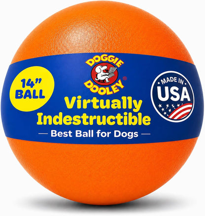 Doggie Dooley Virtually Indestructible Dog Ball - 10 Inch Hard Plastic Interactive Dog Toy for Large Breeds over 45+ Lbs - Built for Herding & Push Play - Floats in Water, Made in USA - Red8