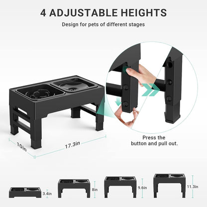 Elevated Dog Bowls, 2-In-1 Raised Slow Feeder Dog Bowls Stand with anti Spill Non-Skid No Shaking Water Bowl 4 Height for Large Medium Dogs[Upgrade Version]5