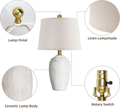 21'' Set of 2 Rustic Ceramic Small Table Lamps for Bedroom | Farmhouse Vintage Nightstand Lamps for Living Room Office Entryway End Table, 2 Bulbs Included6