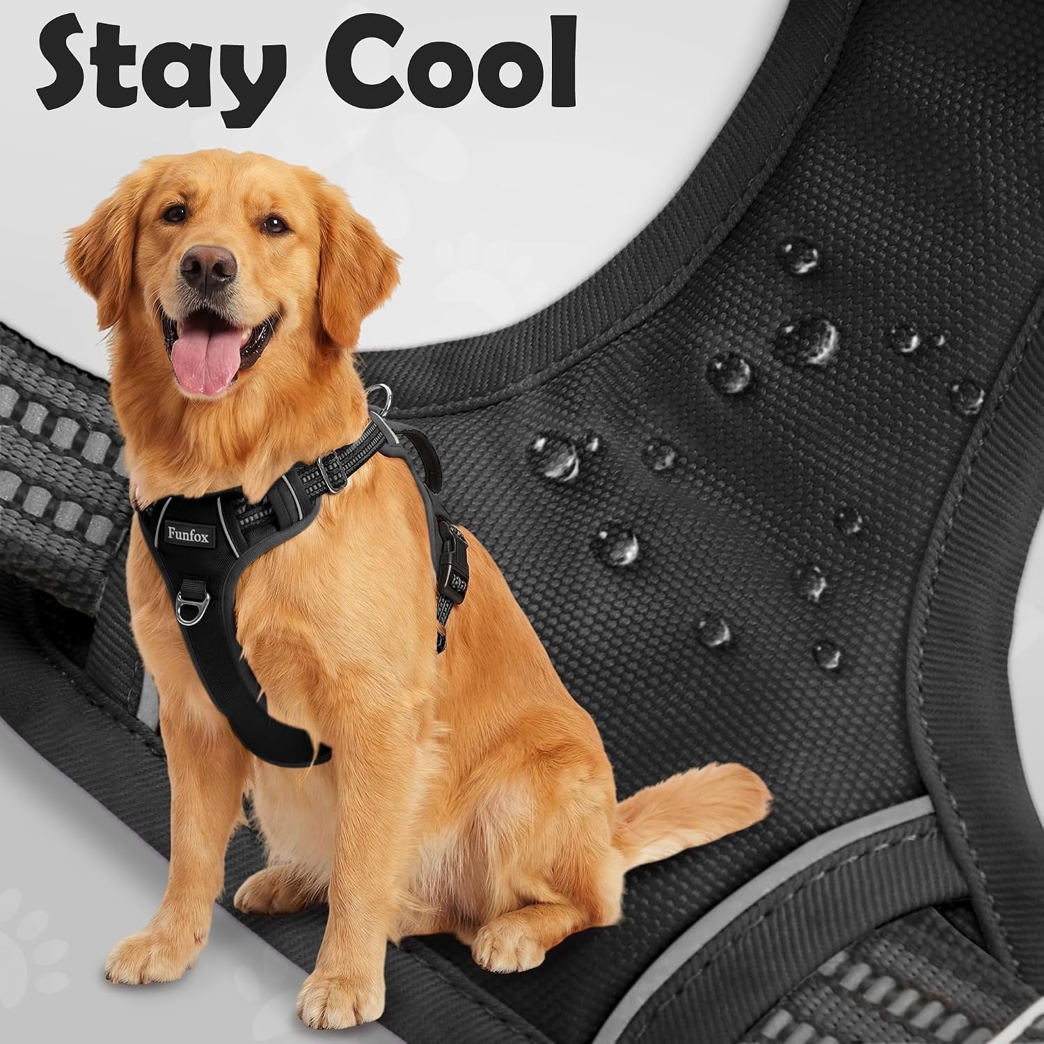 funfox-dog-harness-medium-sized-dog-vertical-handle-easy-control-no-pull-pet-vest-adjustable-with-2-leash-clips-soft-material-reflective-safe-night-walking-for-small-medium-large-breed-black-m