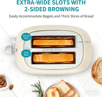 Toaster 2 Slice with Extra-Wide Slot for Toasting Bagels, Breads, Waffles & More, Stainless Steel Material with Removable Crumb Tray, 6 Browning Settings3