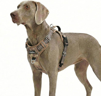 Funfox Dog Harness Medium Sized Dog, Vertical Handle Easy Control, No Pull Pet Vest Adjustable with 2 Leash Clips, Soft Material, Reflective Safe Night Walking for Small Medium Large Breed, Black, M21