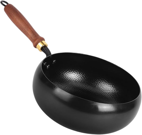 Hand-Forged Hammered Wok, Metal Iron Big Belly Wok Pan, Nonstick Woks & Stir-Fry Pans with Lid, Versatile Wok Geometry, Ergonomic Handle, Bottom Diameter 7.09In, for Gas Stoves (11.02In)7