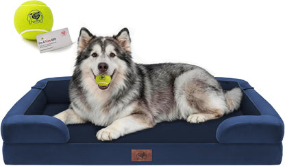 Waterproof Orthopedic Dog Bed for Extra Large Sized Dogs | Memory Foam Pet Bed Sofa with Bolster, Dog Couch with Washable Cover & Non-Slip Bottom, 42X30 Inch, Grey25