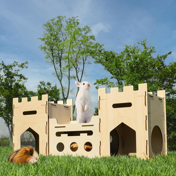 HIIMALEX Extra Large Wooden Bunny Castle House Multistory Climbing Tower Hideout Ventilated Sturdy Habitat for Rabbit Guinea Pig Chinchilla Ferret8