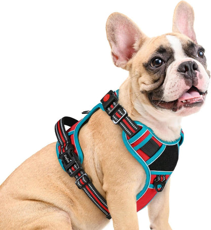Eagloo Dog Harness No Pull for Large Dogs, Easy on & off with 3 Buckles | No Choke with Front Clip, Adjustable Fit, MOLLE System, Reflective Vest, Easy Control for Walking, Black, Large23
