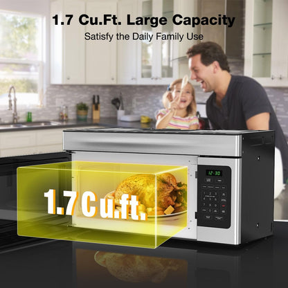 30" over the Range Microwave Oven,  1.7 Cu. Ft. Capacity Microwave over the Stove with One Touch, 1000 Cooking Watts, 300 CFM, 10 Power Levels, LED Lighting, Stainless Steel5