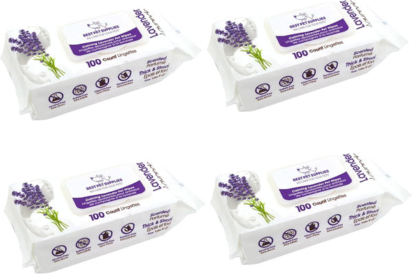Best Pet Supplies Cleaning Dog Wipes - Calming Lavender, 400 Count | Lavender Scented, Large 8X9" Pet Wipes, Vitamin E, Puppy & Cat Safe, Gentle Grooming, Resealable Pouch Prevents Drying1