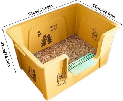 Pet Supplies, Litter Box for Large Cats,High Sides, Anti-Splash, Multi-Cat Use3