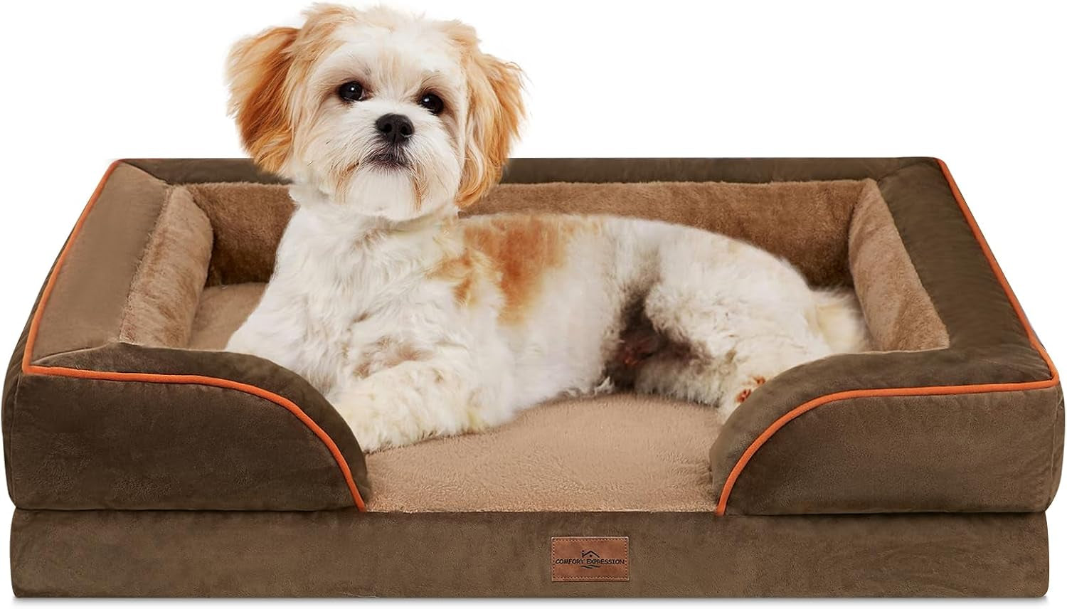 comfort-expression-orthopedic-dog-bed-for-extra-large-dogs-with-bolster-waterproof-dog-couch-bed-with-washable-cover-non-slip-bottom-supportive-egg-crate-foam-xl-pet-bed-42x30-inch
