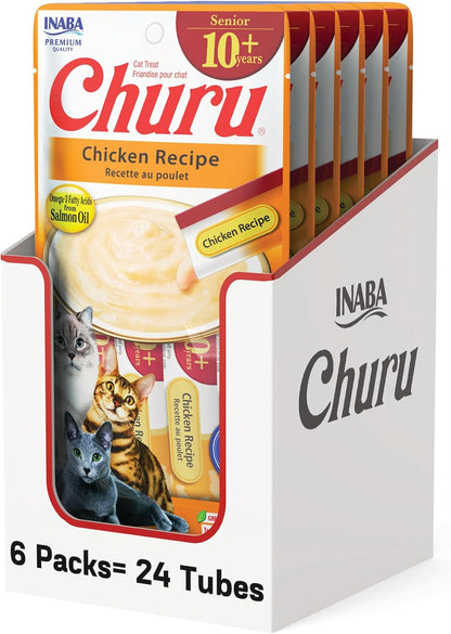 INABA Churu Senior Lickable Cat Treats, Chicken Variety, 20Ct | Senior 10+ Support, Brain Support, Immune Support, 90% Moisture, 7 Calories, Grain-Free, 20 X 0.5 Oz Tubes9